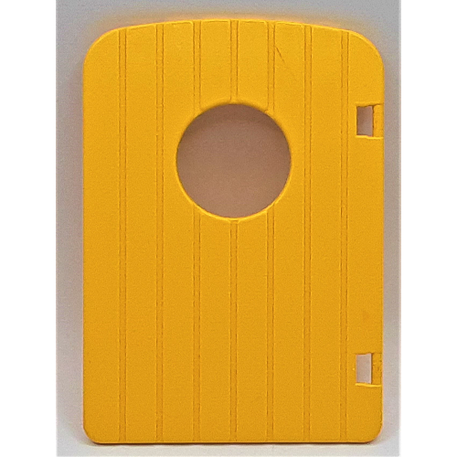 Duplo Door 1 × 4 × 4 with Porthole and 7 Vertical Grooves Yellow
