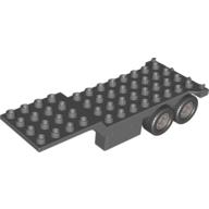 Duplo Trailer, Four Rear Wheels, Elevated Front End, 4 × 12 Studs with Gate Hinge Dark Bluish Gray