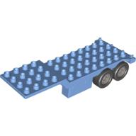 Duplo Trailer, Four Rear Wheels, Elevated Front End, 4 × 12 Studs with Gate Hinge Medium Blue