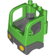 Duplo Truck Semi-Tractor Cab with Dark Bluish Gray Base and Recycling Arrows Print Bright Green