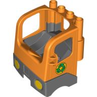Duplo Truck Semi-Tractor Cab with Dark Bluish Gray Base and Recycling Arrows Print Orange