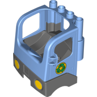 Duplo Truck Semi-Tractor Cab with Dark Bluish Gray Base and Recycling Arrows Print Medium Blue
