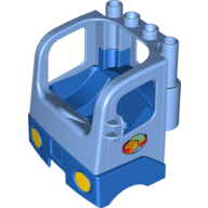 Duplo Truck Semi-Tractor Cab with Blue Base and Box and Arrows and Globe Print Medium Blue