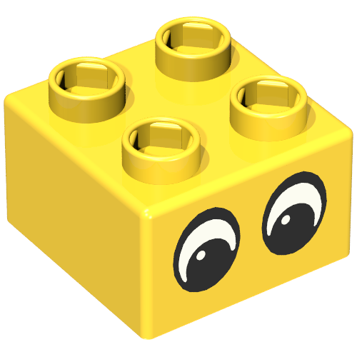 Quatro Brick 2 × 2 with Two Eyes Print Yellow