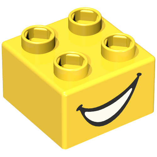 Quatro Brick 2 × 2 with Smile Print Yellow