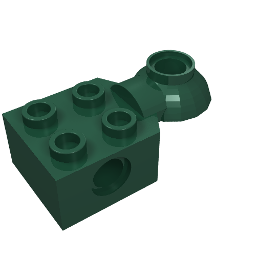 Technic Brick Special 2 × 2 with Pin Hole, Rotation Joint Ball Half [Horizontal Top] Dark Green