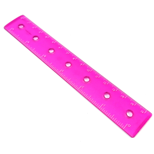 Clikits Ruler, 6 inch / 16 cm, 7 Holes Transparent-Dunkelrosa
