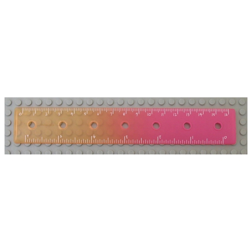 Clikits Ruler, 6 inch / 16 cm, 7 Holes, Marbled Dark Pink Pattern Trans-Flame Yellowish Orange