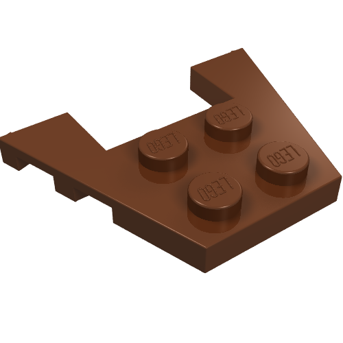 Wedge Plate 3 × 4 with Stud Notches Rotbraun
