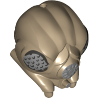 Minifig Head Special, Gand with Light Bluish Gray Netting Eyes, Mouth print Dark Tan