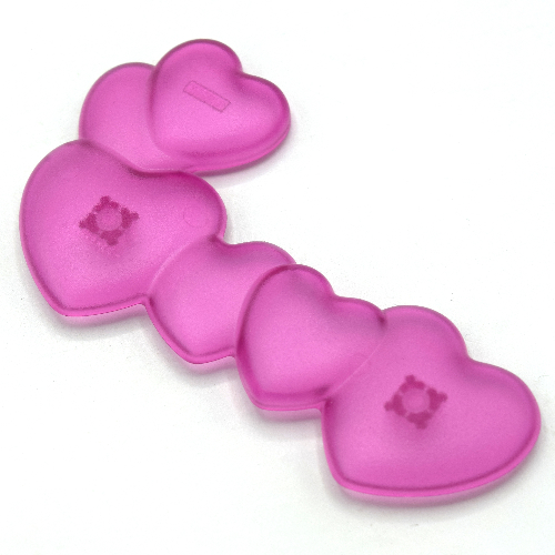 Clikits Icon, Hearts, Six Connected with Two Pins Transparent-Dunkelrosa