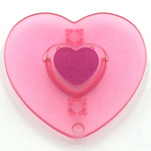 Clikits Icon, Heart with Two Pins, Dark Pink Heart Print Trans-Pink