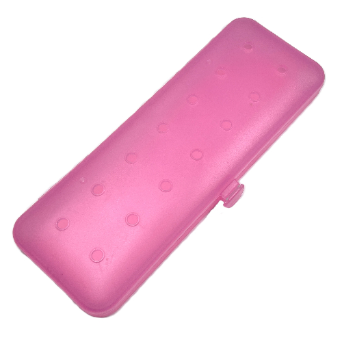 Clikits Container Box, Rectangle with 2 × 7 Holes Arrangement [Hinged] Trans-Pink