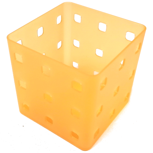 Clikits Container, Utensil Holder, Cube 9 × 9 × 6, 9 Holes Each Side Trans-Flame Yellowish Orange
