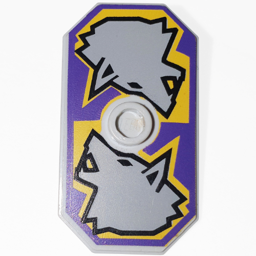 Shield Rectangular with Stud, Knights Kingdom Danju Wolf Print Very Light Bluish Gray