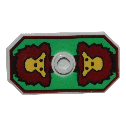 Shield Rectangular with Stud, Knights Kingdom Rascus Monkey Print Very Light Bluish Gray