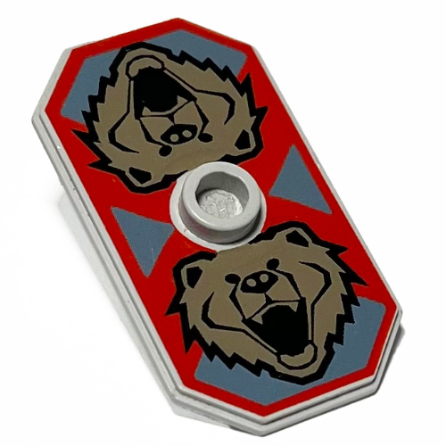 Shield Rectangular with Stud, Knights Kingdom Santis Bear Print (Non-Sticker) Sehr helles Blaugrau