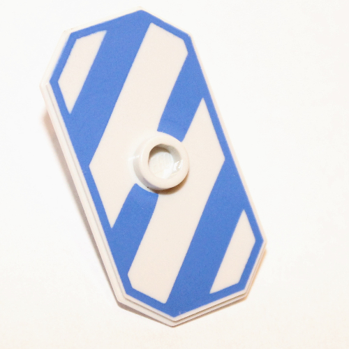 Shield Rectangular with Stud and Blue-Violet Diagonal Stripes and Border Print Sehr helles Blaugrau