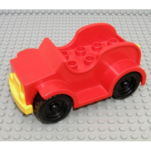 Duplo Car with 2 × 4 Studs and Running Boards, Yellow Bumper, Black Wheels Rot