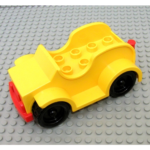 Duplo Car with 2 × 4 Studs and Running Boards, Red Bumper, Black Wheels Yellow