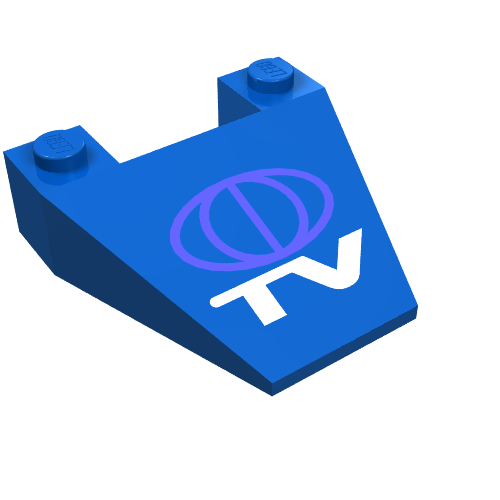 Brick Wedged, Sloped 4 × 4 Taper with TV Logo Print Blue