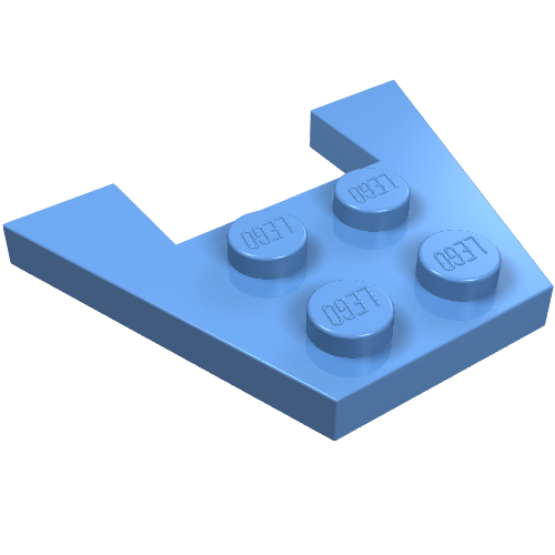 Wedge Plate 3 × 4 without Stud Notches Medium Blue