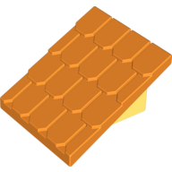 Duplo Roofpiece Slope 30 4 × 4 Shingled with Light Yellow Base Orange