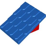 Duplo Roofpie﻿ce Slope 30 4 × 4 Shingle﻿d with a Red Base﻿﻿ Blue