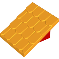 Duplo Roofpie﻿ce Slope 30 4 × 4 Shingle﻿d with a Red Base﻿﻿ Leuchtendes Hellorange
