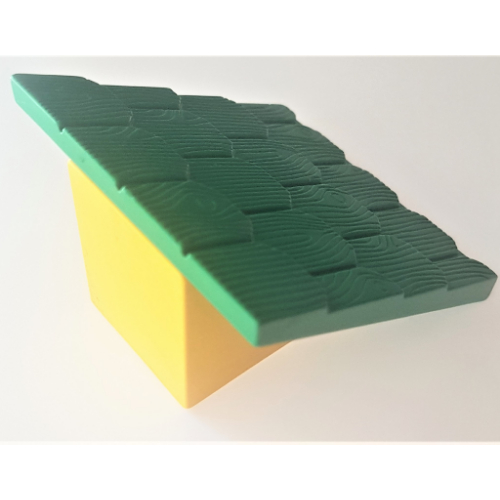 Duplo Roofpiece, Slope 30°, 4 × 4 Shingled, with Yellow Base Purple