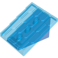 Duplo Roofpie﻿ce Slope 30 4 × 4 Shingle﻿d with a Medium Blue Base﻿﻿ Trans-Dark Blue