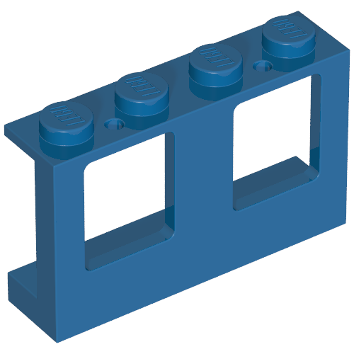 Window 1 × 4 × 2 Plane, Solid Studs Blue