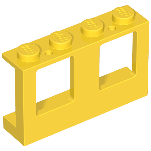 Window 1 × 4 × 2 Plane, Solid Studs Yellow
