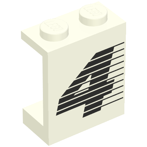 Panel 1 × 2 × 2 with Number 4 Print [8840] White