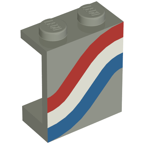 Panel 1 × 2 × 2 Solid Stud with Red/White/Blue Right Print Light Gray