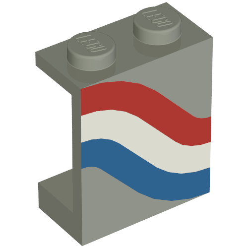 Panel 1 × 2 × 2 Solid Stud with Red/White/Blue Left Print Light Gray