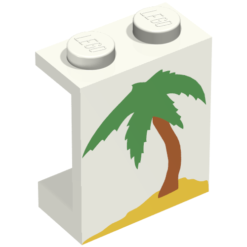 Panel 1 × 2 × 2 with Palm Tree Print Weiß