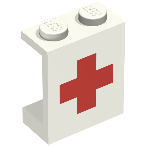 Panel 1 × 2 × 2 with Red Cross Print White