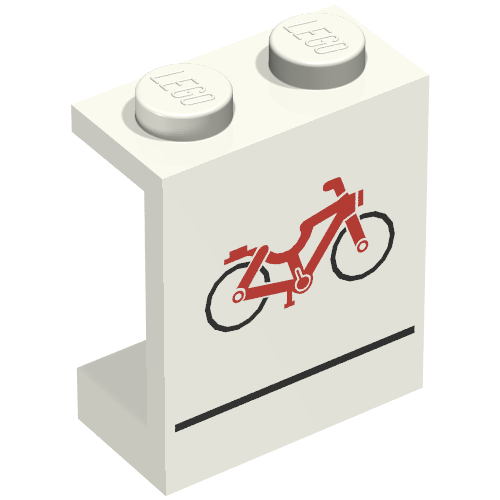 Panel 1 × 2 × 2 with Red Bicycle Print [6699] White