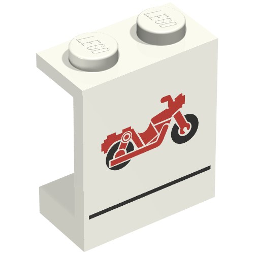 Panel 1 × 2 × 2 with Red Motorcycle Print [6699] White