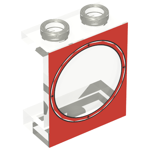 Panel 1 × 2 × 2 with Red Porthole Print [10020-1 / 10020-2] Transparent