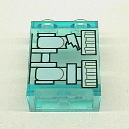 Panel 1 × 2 × 2 with X-Ray Skeleton Legs / Machinery Print [3408] Trans-Light Blue