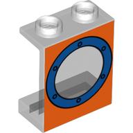 Panel 1 × 2 × 2 with Porthole Blue on Orange Background Print Trans-Clear