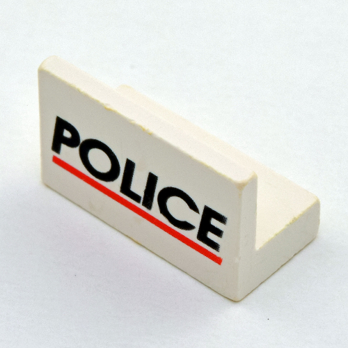 Panel 1 × 2 × 1 with 'POLICE' Red Line Print Weiß