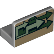 Panel 1 × 2 × 1 [Rounded Corners] with Sand Green and Dark Green Arrows Print Light Bluish Gray