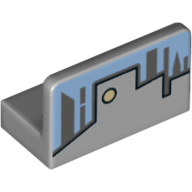 Panel 1 × 2 × 1 [Rounded Corners] with Blue Sky and City Skyline Print Light Bluish Gray