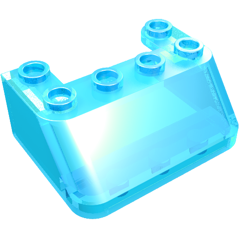Windscreen 3 × 4 × 1 1/3 with 6 Studs on Top Trans-Light Blue