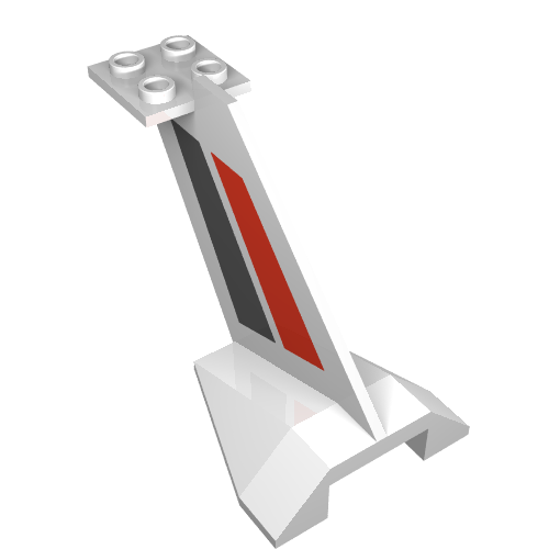 Tail Wedge 4 × 4 with Red/Black Print White