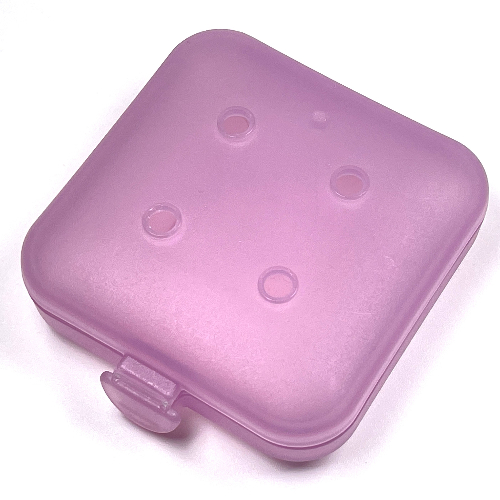 Clikits Container Box, Square with 2 × 2 Holes Arrangement - Hinged Trans-Light Purple