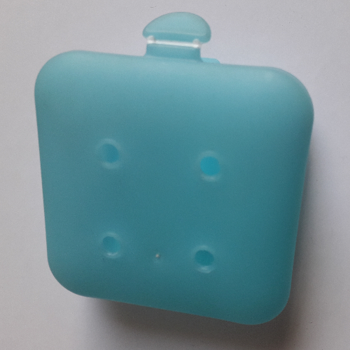 Clikits Container Box, Square with 2 × 2 Holes Arrangement - Hinged Transparent-Hellblau